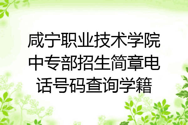 咸宁职业技术学院中专部招生简章电话号码查询学籍