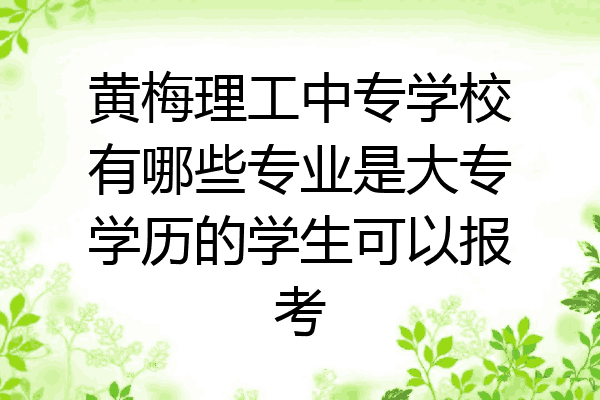 黄梅理工中专学校有哪些专业是大专学历的学生可以报考