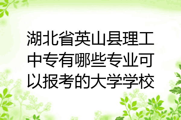 湖北省英山县理工中专有哪些专业可以报考的大学学校