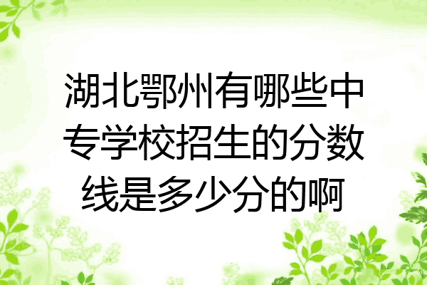 湖北鄂州有哪些中专学校招生的分数线是多少分的啊