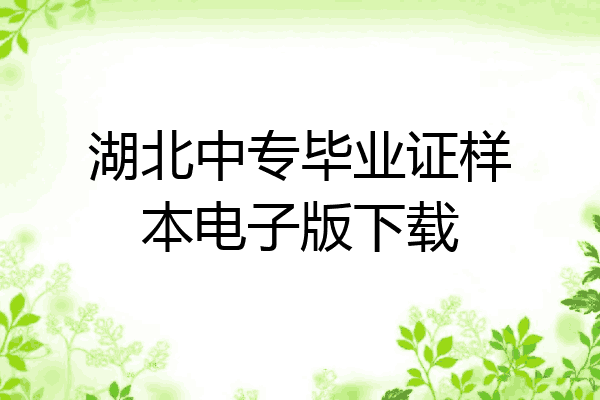 湖北中专毕业证样本电子版下载