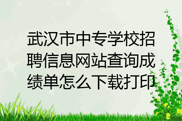 武汉市中专学校招聘信息网站查询成绩单怎么下载打印