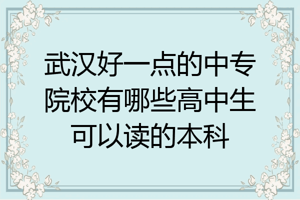武汉好一点的中专院校有哪些高中生可以读的本科