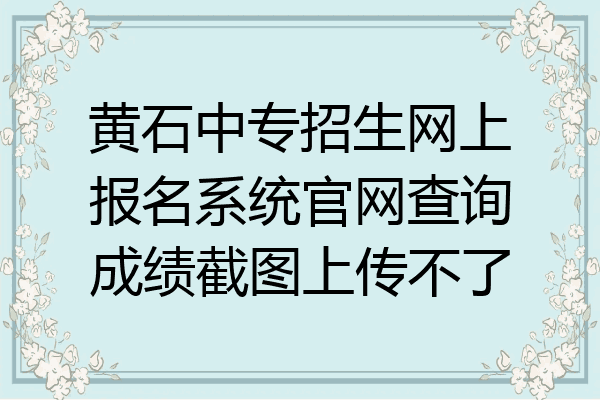 黄石中专招生网上报名系统官网查询成绩截图上传不了