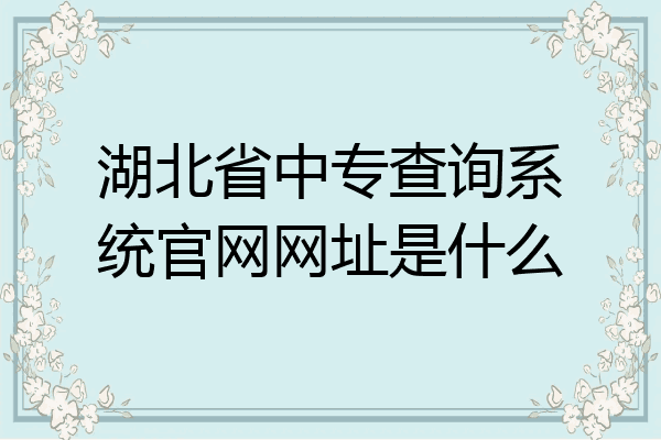 湖北省中专查询系统官网网址是什么
