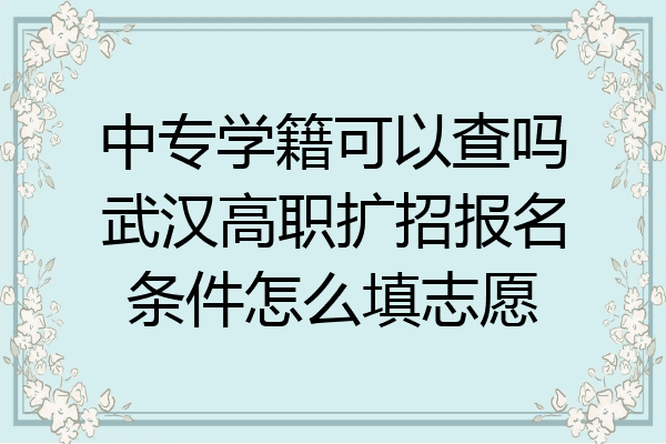 中专学籍可以查吗武汉高职扩招报名条件怎么填志愿