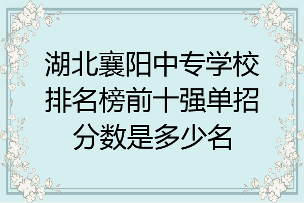 湖北襄阳中专学校排名榜前十强单招分数是多少名