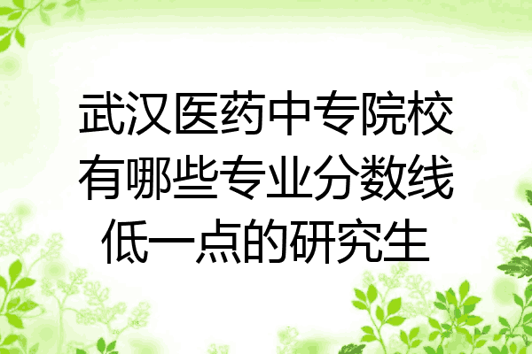 武汉医药中专院校有哪些专业分数线低一点的研究生