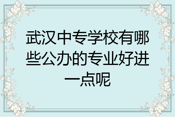 武汉中专学校有哪些公办的专业好进一点呢