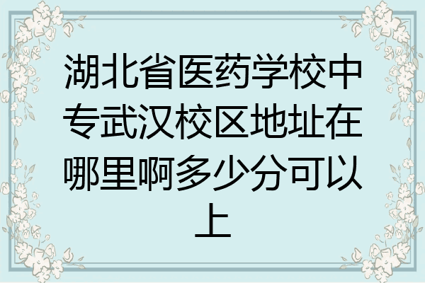 湖北省医药学校中专武汉校区地址在哪里啊多少分可以上