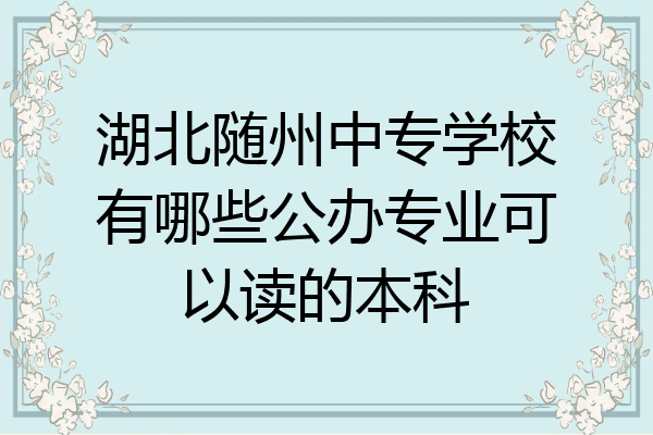 湖北随州中专学校有哪些公办专业可以读的本科