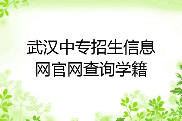 武汉中专招生信息网官网查询学籍