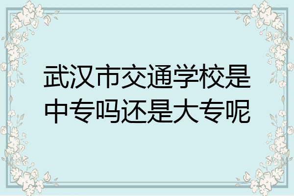 武汉市交通学校是中专吗还是大专呢