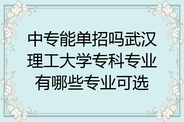 中专能单招吗武汉理工大学专科专业有哪些专业可选