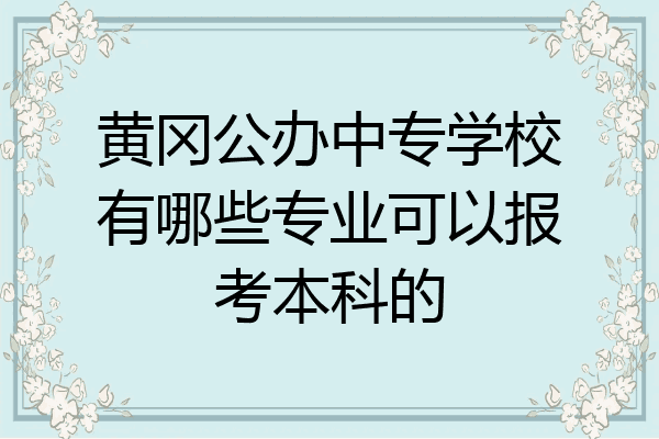 黄冈公办中专学校有哪些专业可以报考本科的