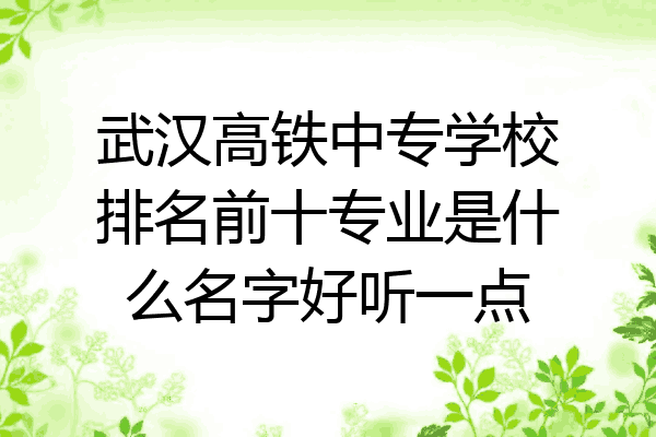 武汉高铁中专学校排名前十专业是什么名字好听一点