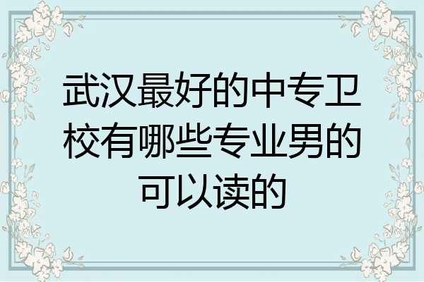 武汉最好的中专卫校有哪些专业男的可以读的