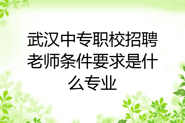 武汉中专职校招聘老师条件要求是什么专业