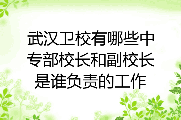 武汉卫校有哪些中专部校长和副校长是谁负责的工作