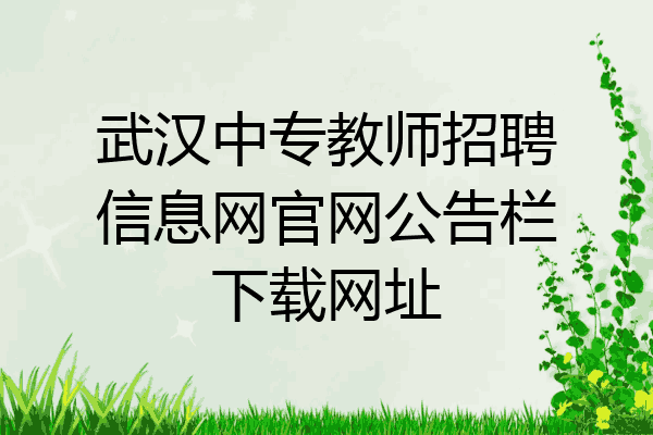 武汉中专教师招聘信息网官网公告栏下载网址