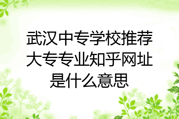 武汉中专学校推荐大专专业知乎网址是什么意思