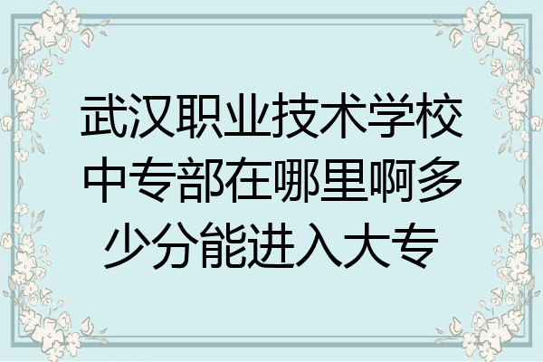 武汉职业技术学校中专部在哪里啊多少分能进入大专