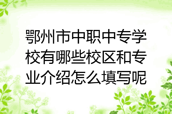 鄂州市中职中专学校有哪些校区和专业介绍怎么填写呢