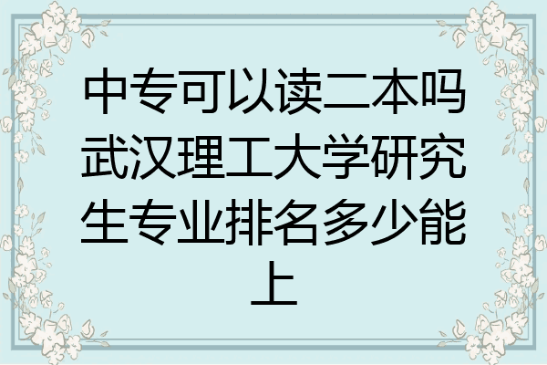 中专可以读二本吗武汉理工大学研究生专业排名多少能上