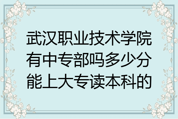 武汉职业技术学院有中专部吗多少分能上大专读本科的