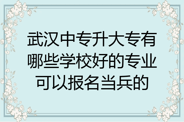 武汉中专升大专有哪些学校好的专业可以报名当兵的