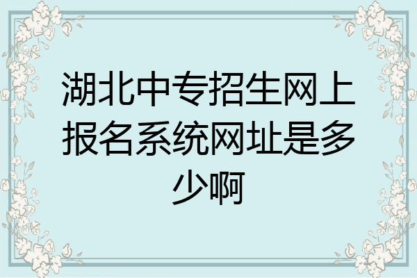湖北中专招生网上报名系统网址是多少啊