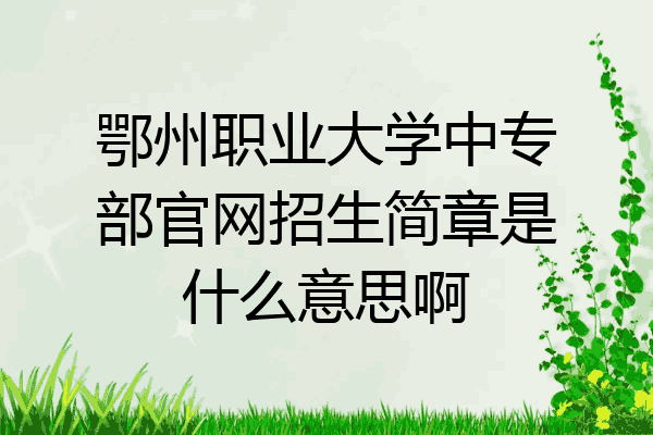 鄂州职业大学中专部官网招生简章是什么意思啊