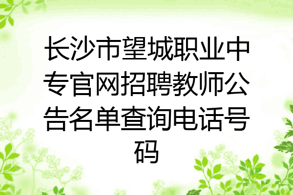 长沙市望城职业中专官网招聘教师公告名单查询电话号码