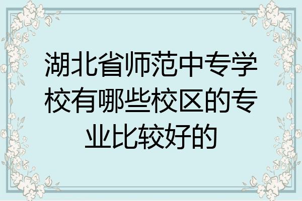 湖北省师范中专学校有哪些校区的专业比较好的