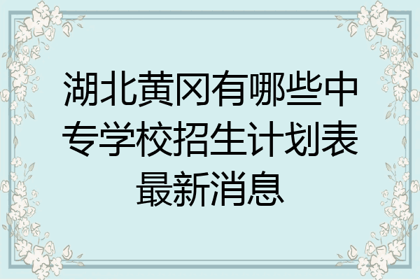 湖北黄冈有哪些中专学校招生计划表最新消息