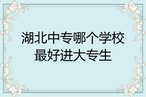 湖北中专哪个学校最好进大专生