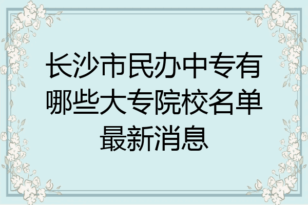 长沙市民办中专有哪些大专院校名单最新消息
