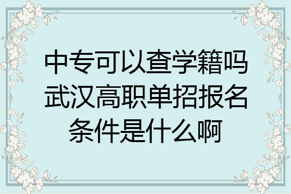 中专可以查学籍吗武汉高职单招报名条件是什么啊