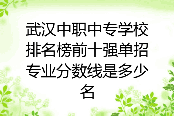 武汉中职中专学校排名榜前十强单招专业分数线是多少名