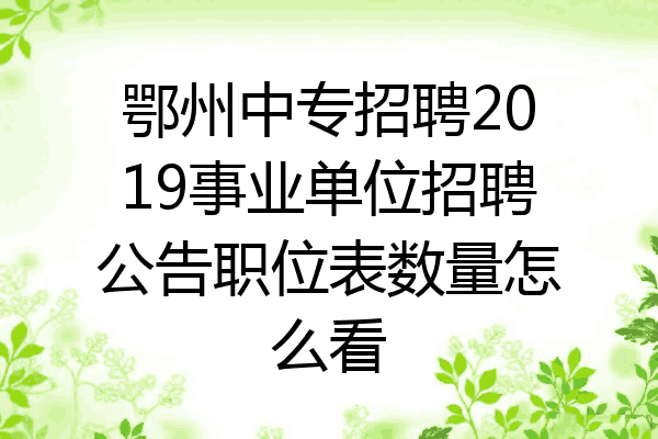鄂州中专招聘2019事业单位招聘公告职位表数量怎么看