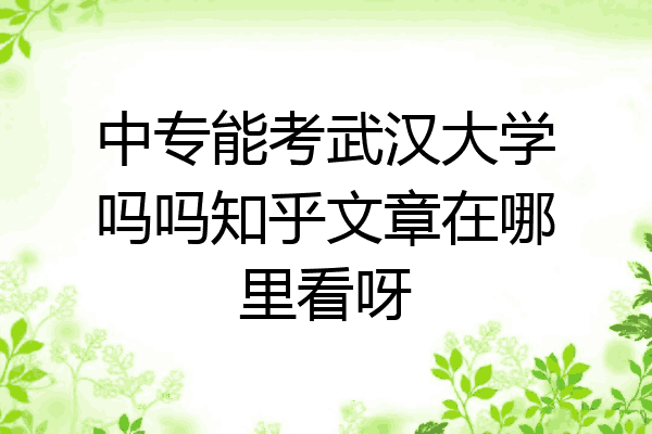 中专能考武汉大学吗吗知乎文章在哪里看呀