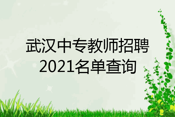 武汉中专教师招聘2021名单查询