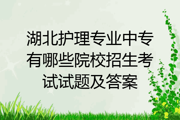 湖北护理专业中专有哪些院校招生考试试题及答案