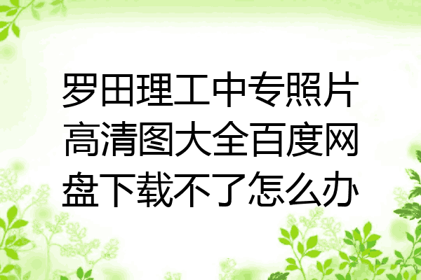 罗田理工中专照片高清图大全百度网盘下载不了怎么办