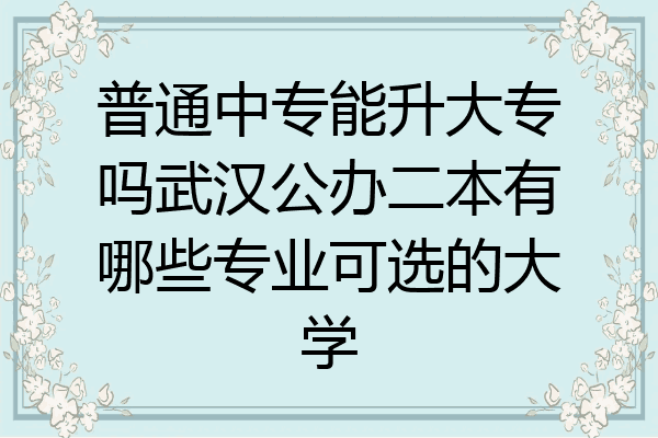 普通中专能升大专吗武汉公办二本有哪些专业可选的大学