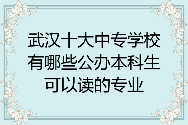 武汉十大中专学校有哪些公办本科生可以读的专业