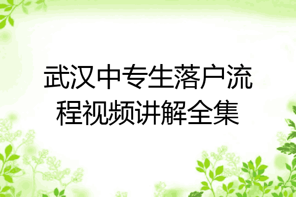 武汉中专生落户流程视频讲解全集
