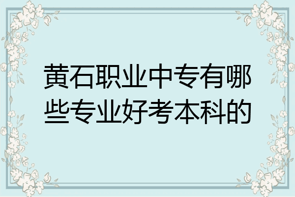 黄石职业中专有哪些专业好考本科的