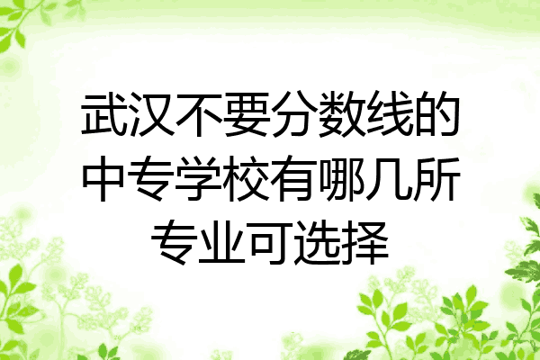 武汉不要分数线的中专学校有哪几所专业可选择