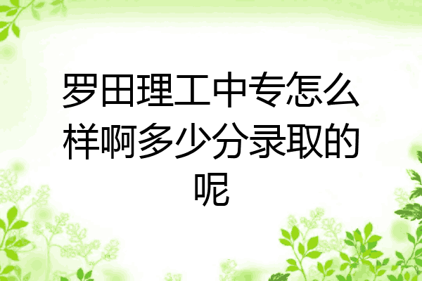 罗田理工中专怎么样啊多少分录取的呢